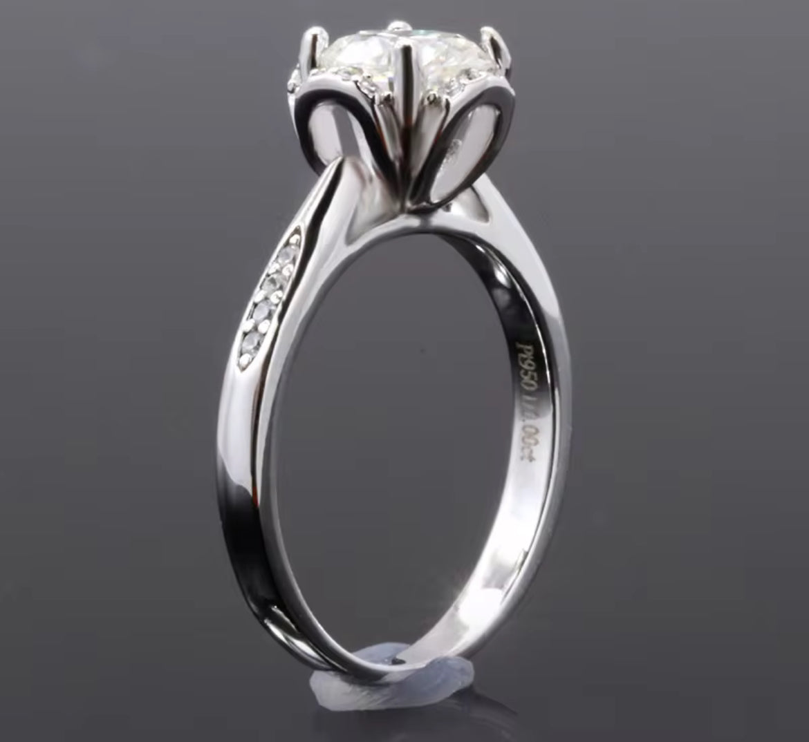 Moissanite Ring – Platinum-Plated Sterling Silver Engagement Ring