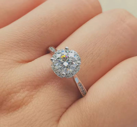 Moissanite Ring – Platinum-Plated Sterling Silver Engagement Ring