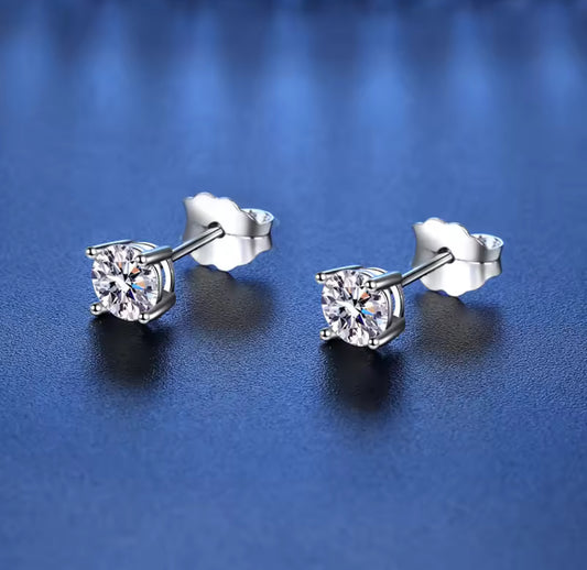 Moissanite Stud Earrings – D Color, 925 Sterling Silver | GRA Certified | Luxury Bridal & Gift Jewelry